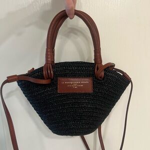 Justine Mini Basket Bag in Black & Brown